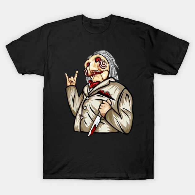 Saw Movie Jigsaw Billy the Puppet T-Shirt by DrKooper